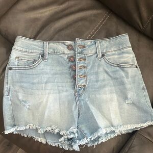 Rewash Light Blue Frayed Jean Shorts
